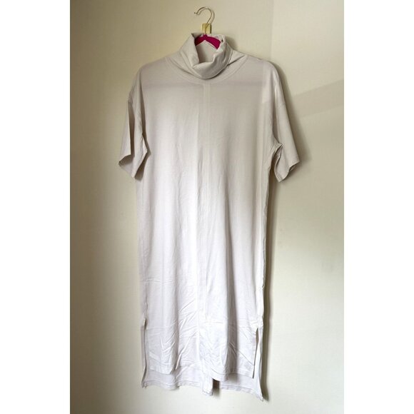 Lululemon Women's LA Funnel Neck Short Sleeve T-Shirt Dress in White Opal Size 6 - Picture 1 of 6